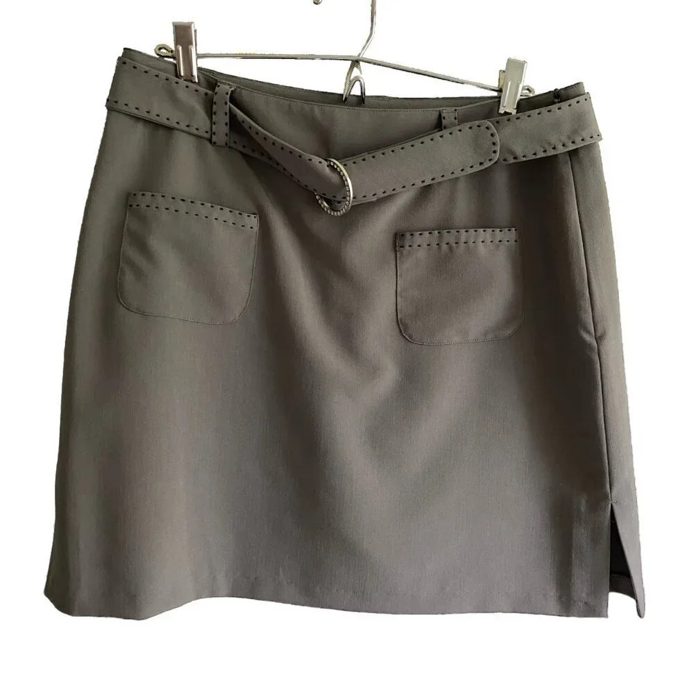 TEHAMA Gray Activewear Mini Tennis Belted Golf Skirt Skort Size 8